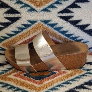 Women's Gold Slide Sandals